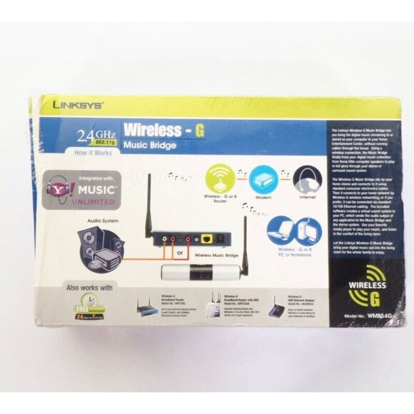 Linksys Wireless-G Music Bridge WM54G 802.11g/B 2.4GHz For Streaming Audio Syste - Picture 3 of 4
